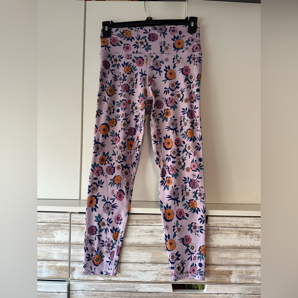 🌸 Becco Floral Yoga Leggings Mauve Pink Multicolor Women’s Large